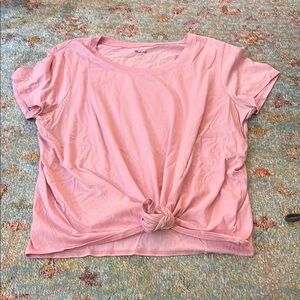 Madewell Pink Tie Front Relaxed Short Sleeve Tee